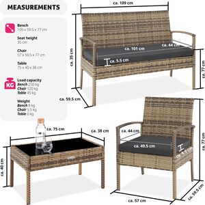 Sparta Rattan Garden Furniture Set - Nature by tectake