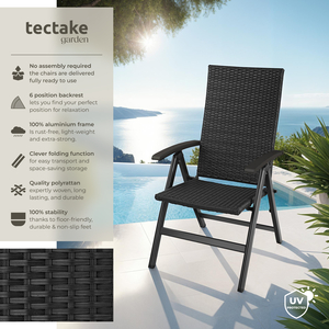 Garden Chair Canberra With Reclining Function - Black by tectake