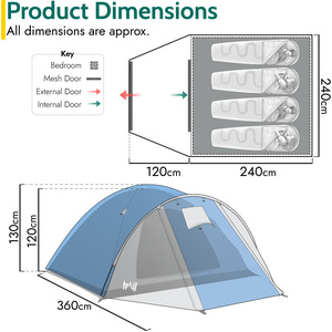 Bracken 4 Person Tent - Blue by Trail