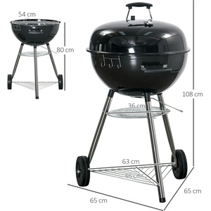 Outsunny Portable Kettle Charcoal Grill - Black by Outsunny