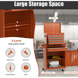 Rolling Tool Chest Combo - Orange by Costway