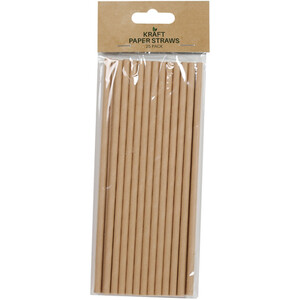 Pack of 25 Kraft Paper Straws - Brown