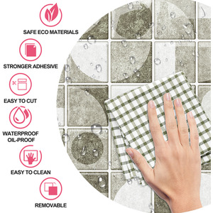 Livingandhome Set of 10 Retro Geometric Wall Tile Stickers by Livingandhome