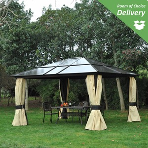 Outsunny 4.3 x 3.6m Patio Aluminium Gazebo Canopy Marquee Party Tent - Brownish black frame by Outsunny