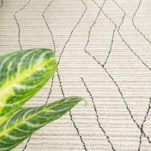 Beige Abstract Linear Moroccan Berber Area Rug by The Rug House