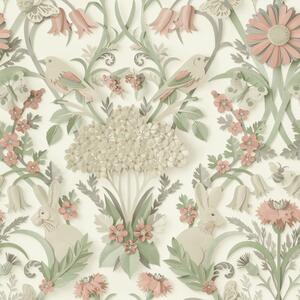 Floral Woodland Wallpaper Birds Rabbits by Fine Decor