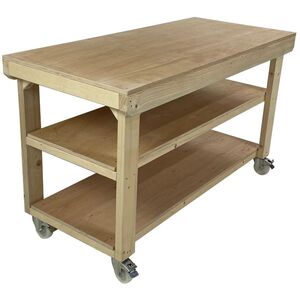 Eucalyptus Top Workbench With Double Shelf And Wheels by Arbor Garden Solutions