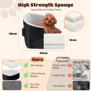 Dog Car Seat, Soft Velvet Dog Booster Seats with Thick Cushion - Black by Nobleza