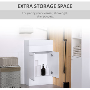 kleankin Bathroom Vanity Unit Wash Basin and Base Cabinet - White by kleankin