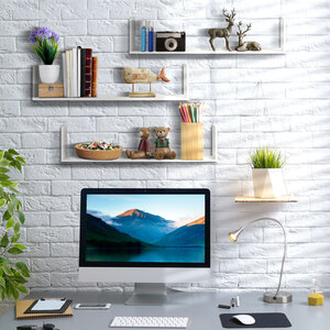 HOMCOM Set of 3 Wooden U Shaped Shelves - White by HOMCOM