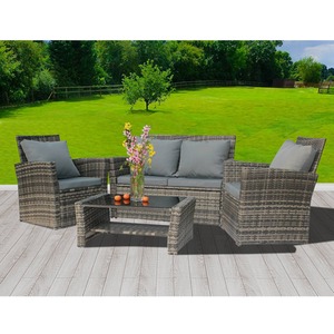 Rattan Garden Furniture Outdoor Set - Grey by BIRCHTREE