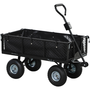 Outsunny Garden Cart with Quick-Release Sides, Removable Liner - Black by Outsunny