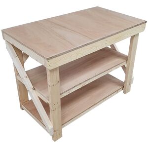 Eucalyptus Top Workbench With Double Shelf by Arbor Garden Solutions