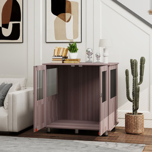 PawHut side Table with Bulit in Dog Crate - Purple / 75cm / 85cm by PawHut
