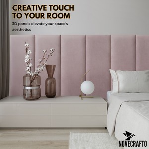 Velvet Wall Panels 4 Pack with Adhesive - Anti-Collision Wall Mounted Headboards - Pink by NOVECRAFTO