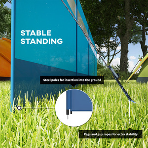 Outsunny Camping Windbreaks w Clear Windows and Carry Bag - Blue by Outsunny