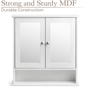 Bathroom Double Mirror Wall Cabinet - White by Christow