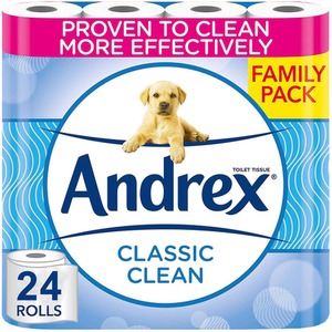 Andrex Toilet Rolls Classic Clean Fragrance-Free 2 Ply Toilet Paper by Andrex