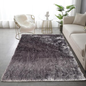 Silky Shaggy Rug - SIlver / 200cm