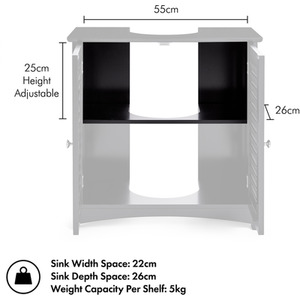 Shrewsbury Under Sink Bathroom Cabinet - Black by VonHaus