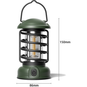 Outdoor Camping Tent Light Vintage Rechargeable Carrying Lights - Green