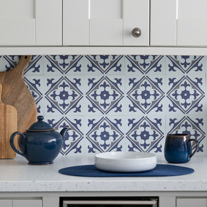 Nadia Blue Self-Adhesive Wall Tiles (6 Tiles) - Blue by d-c-fix