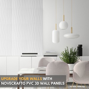 3D Wall Panels (50x50 cm) PVC Cladding Panel in White Waves Design by NOVECRAFTO