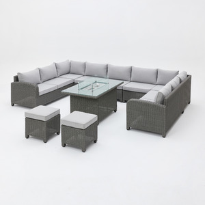 Segrada U-Shaped Garden Furniture - Dark Grey / 10 / Fire Pit Table by GRS