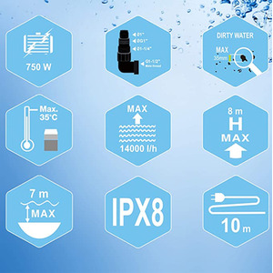 Submersible Water Pump 750W With Optional Hose by Mylek