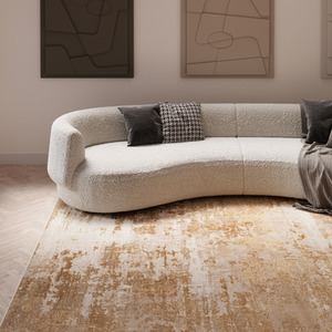 Natural Beige Distressed Abstract Living Area Rug by The Rug House