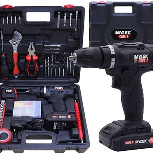 Mylek Cordless Drill Set 18V Electric Driver With 90 Piece Accessory and Case - Black by Mylek