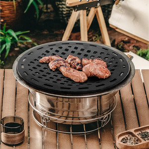 Garden Round Thick Cast Iron Grill Grate - Black by Livingandhome