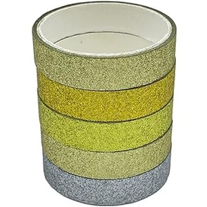 Set of 5 Assorted Yellow Gold Washi Tape - Multi by Syntego