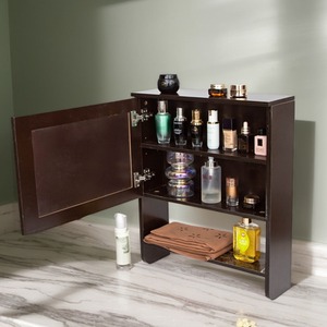 Bathroom Storage Wall Mounted Cabinet Door Cupboard Shelf Organiser - Brown by Gr8 Home