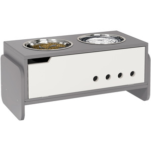 PawHut adjustable Raised Dog Bowls - Grey by PawHut