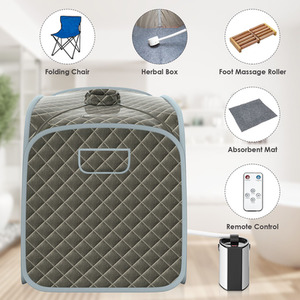 Portable Steam Spa Sauna - Grey by Costway