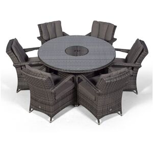 Arizona Round Rattan Patio Dining Set with Ice Bucket Drinks Cooler - Grey / 6 by Giardino