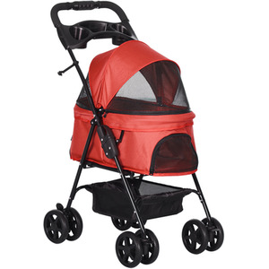 PawHut Dog Stroller Pet Travel Pushchair Foldable - Red by PawHut
