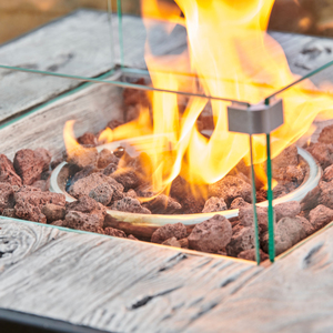 Rattan Fire Pit Table Heater with Lava Rocks - Grey by Teamson Home