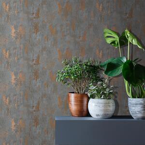 Metallic Concrete Effect Wallpaper Industrial Modern - Grey by Nina Home