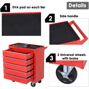 DURHAND Roller Tool Cabinet Stoarge Box - Red by DURHAND