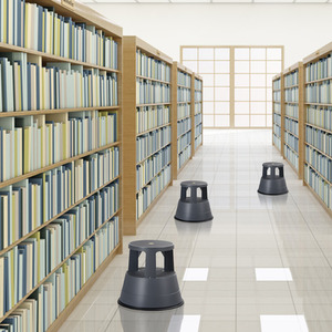 Step Stool Rolling Kick Stool - Black by Costway