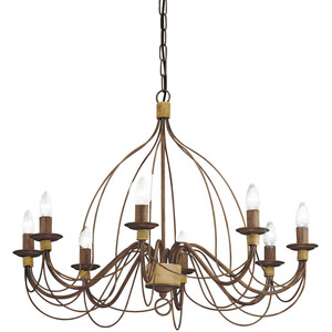 Corte 8 Light Chandelier Rust Brown Finish, E14 - Rust brown