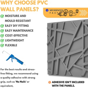 3D Wall Panels (50x50 cm) PVC Cladding Panel in Geometric Line Design by NOVECRAFTO