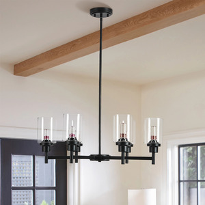6-Light Chandelier with Glass Lampshade - Black by Livingandhome