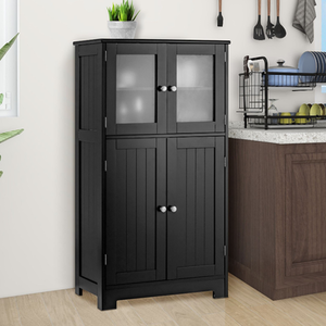 4-Door Bathroom Floor Cabinet - Black by GAINOOM