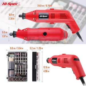 121 Piece Corded Power Rotary Tool Bits Set - Red / 26.3cm by Hi-Spec