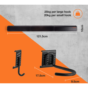 Set of 3 Helmet and Bike Wall Mounts - Black by VonHaus
