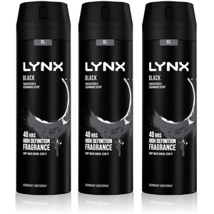 Lynx XL 48-Hour Odour Protection Body Spray Deodorant, 3 or 6 Pack, 200ml - Black / 3 by Lynx