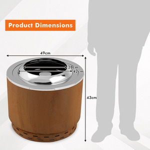 Burning Firepit Smokeless Fire Pit - Brown by Costway